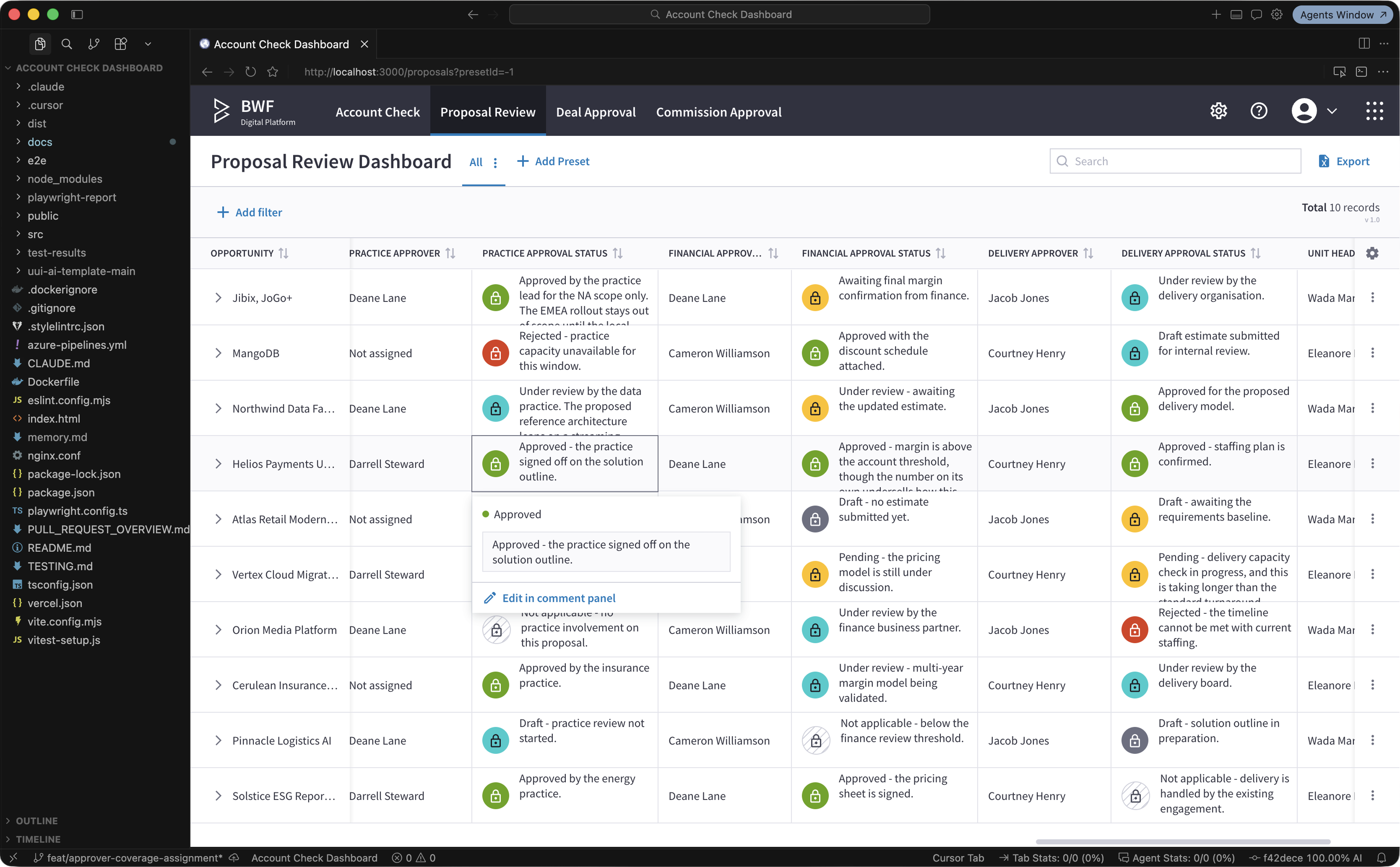 Proposal Review Dashboard built in Cursor